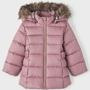 Resim Name İt Gül Kurusu Kız Bebek Kapüşonlu Normal Bel Kürklü Mont NMFMERETHE JACKET3 GLITTER NOOS 