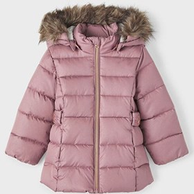 Resim Name İt Gül Kurusu Kız Bebek Kapüşonlu Normal Bel Kürklü Mont NMFMERETHE JACKET3 GLITTER NOOS 