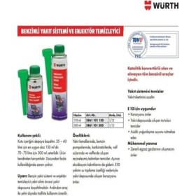 Resim Würth Benzinli Yakıt Sistemi ve Enjektör Temizleyici 1 Adet Düşük Yakıt Maliyeti Sağlar 