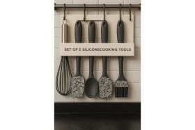 Resim Feyza Design Yüksek Isıya Dayanıklı 5'li Silikon Mutfak Seti, Pratik ve Dayanıklı 