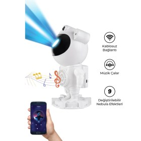 Resim As Bazaar Astronot Robot Bluetooth Hoparlör Gezegen Animasyonu 