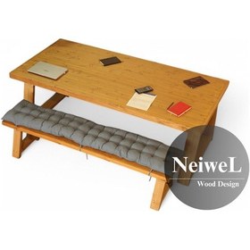Resim Neiwel Biez Doğal Ahşap Banklı Toplantı Masasıı x 80 x 160 Açık Ceviz 