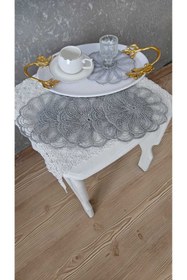 Resim ZESA HOME 6 Lı Kahve Yanı Şık Sunum Güpür Tül Peçeteler 