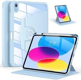 Resim Fuchsia iPad Air 10.9 2022 (4.Nesil) ile Uyumlu 360° Dönebilen Standlı Pino Tablet Kılıfı Mavi 