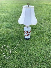Resim Çiçek Desenli Porselen Abajur 80 CM 