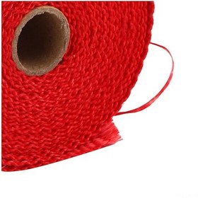Resim Vkemall Araç Ve Motosiklet Boruları İçin Cam Fiber Isı Yalıtım Sarmal Bandı, 1800 F Isı Dayanımı, 5 Metre, Kırmızı, Alüminyum Bağlayıcılar İle 