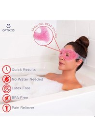 Resim Pembe Jel Boncuklu Göz Maskesi, Soğuk & Sıcak Kullanım Terapi Maskesi 