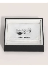 Resim Montblanc Meisterstück Geometrik Siyah Lake Kakmalı Oval Kol Düğm 