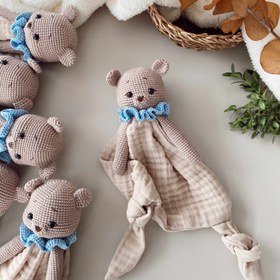 Resim Amigurumi Müslin Ayıcık Uyku Arkadaşı - Mavi 