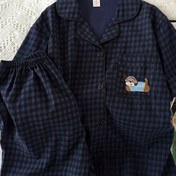 Resim Yazlık Kadın Pijama Takımı Kısa Kollu ve Şortlu, Basit Ekose Ev Giyimi İki Parça Cep Detaylı Rahat Kesim 