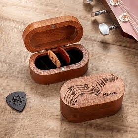 Resim Kişiselleştirilmiş Ahşap Gitar Kutusu, Oyma İsim veya Monogram, Müzisyenler ve Gitaristler için Saklama Kutusu, Doğum Günü Hediyesi 