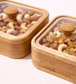 Resim 3'lü Standlı Bambu Çerezlik - Kapaklı Kahve Yanı Sunumluk Bambu Kase Kahvaltılık Sunum Kasesi Bambu 