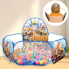 Resim 1 adet Çocuklar için Toplu Oyun Çadırı, Toplu Toplu, Katlanabilir Polyester İç Mekan Basketbol Halkası, Okyanus Mühendisliği Teması, Taşınabilir Oyuncak Oyun Alanı 