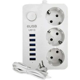 Resim Egonex Akım Koruyuculu 6usb Port Hızlı Şarjlı 3lü Priz 