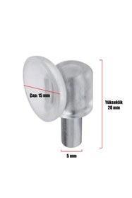 Resim Taşkın Aksesuar Metal Başlı Vantuzlu Raf Pimi Şeffaf (25 Adet) Cam Tutucu Mobilya Dolap Pimi Pvc Plastik 