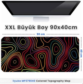 Resim İlyuka Mousepad 90x40cm Büyük Boy Xxl Mp379040 Colored Topography 
