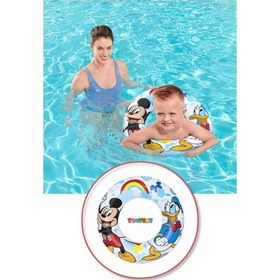 Resim Mickey Mouse Disney Figürlü Deniz Havuz Çocuk Yüzücü Simit - 3 - 6 Yaş Arası - 56 Cm Açık Pembe 