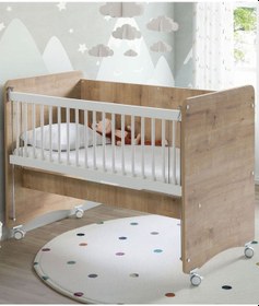Resim Babywhen BW1061 - Pratik Kademeli Sallanır Anne Yanı Bebek Beşik Ahşap 60x120 Ahşap 