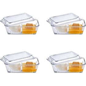 Resim Bölmeli Saklama Kabı Seti, Reçellik, Ballık, Kahvaltılık, 4'lü Beyaz 