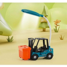 Resim Empressco Sevimli forklift tasarımlı çocuk odası masa lambası, kalemlik, kalemtraş ve USB şarj özellikli 