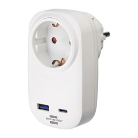 Resim Brennenstuhl Premium Serisi Tek Soketli 20W Hızlı Şarj Özellikli 1 Type-C - 1 USB' li Şarj Korumalı Priz 
