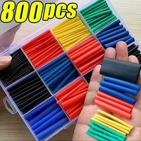 Resim 800 adet PEFE Isı Küçültme Tüpü Kiti - 2:1 Elektrik Kablosu Sarma Assortment, Depolama Kutusu ile İzoleli Isı Küçültme Tüpleri, Elektrik Bağlantıları ve Koruma için Dayanıklı PVC Malzeme 