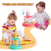 Resim 8091 Bas & Döndür Kubbeli Oyuncak - Gençler İçin Etkileşimli Hayvan Eğitici Oyun Seti, Erkek ve Kız Çocukları İçin İdeal Doğum Günü Hediyesi, Pembe/Mavi, Dayanıklı Plastik 