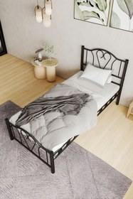 Resim ARGİMO Orkide Tek Kişilik Ferforje Metal Karyola Siyah 