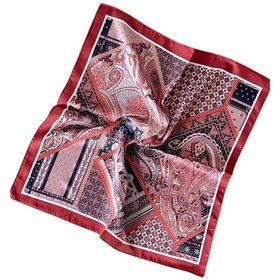 Resim 2 Li Saten Bandana Seti Saten Fular Saten Çanta Aksesuarı Özel Desen Bandana 45x50 Cm Haki - Kahverengi 