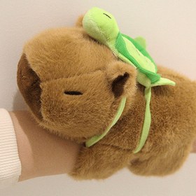 Resim 1 Adet Sevimli Kapibara Peluş Oyuncak ve Kaplumbağa Sırt Çantası - Yumuşak Polyester Dolgulu Hayvan, Kawaii Derin Kahverengi & Yeşil Detaylar, 0-3 Yaş Çocuklar İçin Güvenli, Çocuklar ve Koleksiyoncular İçin İdeal Hediye, Oyun Odası Dekoru, Kolleksiyon Parçası, Şirin Aksesuar, Dayanıklı Dikiş, Pelüş Dokusu, Güzel Peluş Oyuncak, Sağlam Yapım, Bebek Duşu Hediyesi 