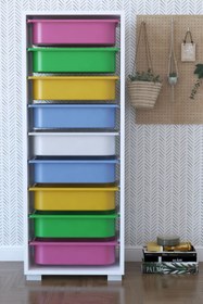 Resim Remaks 9 Sepetli Oyuncak Dolabı Çok Amaçlı Dolap - Renkli 