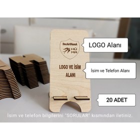 Resim hü ma tasarım ve aksesuar Promosyon Reklam Tanıtım Ürünü Portatif Ahşap Telefon Tablet Tutucu Aparatı Telefon Tutacağı 20 Adt 