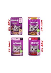 Resim Whiskas Pouch Sos İçinde Yetişkin Kedi Konservesi 85gr 112 Adet Karışık Mega Set 