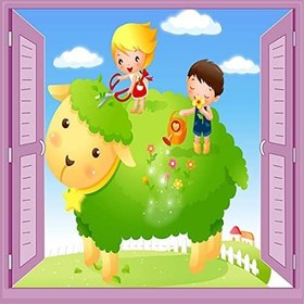 Resim Çocuk Odası Bebek Odası Pencere Poster Duvar Kağıdı Koyun 
