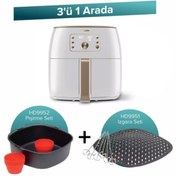 Resim Philips 3 Ü 1 Arada Avantajlı Set Xxl 7,3 Lt Inci Beyazı Airfryer, Pişirme Seti, Izgara Seti,lambader Hediye 