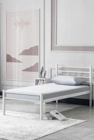 Resim EVGER HOME Metal Karyola, K70 Beyaz Metal Karyola, Tek Kişilik 