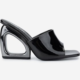 Resim Valmenti Kadın Vegan Siyah Rugan Topuklu Terlik 891 454 Bn Trlk Y25 Sıyah Rgn Siyah 