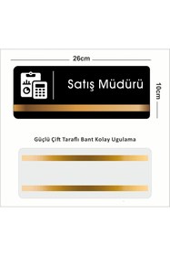 Resim zafrakreklam Ofis Departman Kapı İsimliği, Yönlendirme levhası SATIŞ MÜDÜRÜ 26X10Cm Antrasit - BRONZ 