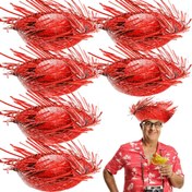 Resim Nessiworld Tropikal Parti Kırmızı Hasır Hawaii Şapkası 13x36 cm 
