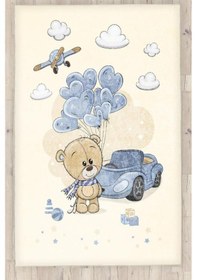 Resim Sevimli Ayıcık Araba Uçan Balonlar Çocuk Odası Halısı Çok Renkli 