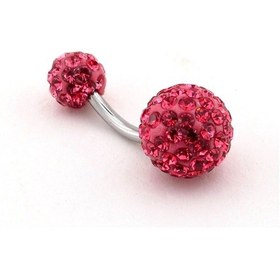Resim Pembe Kristal Taşlı Disko Topu Çelik Göbek Piercing P444 Pembe 