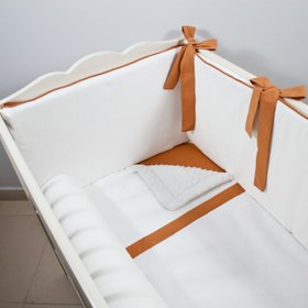 Resim Ekru - Tarçın Bebek Uyku Seti - Sosis Bumper / 80x140 