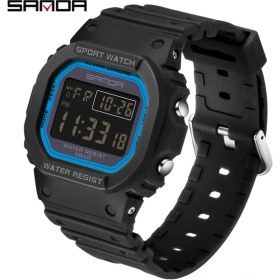 Resim Hanyang Siyah Mavi Sanda 2107 Su Geçirmez Aydınlık Dijital Saat Askeri Spor Erkek Kol Saati Erkek Saatler Relogio Masculino Relojes Para Hombre (Yurt Dışından) 