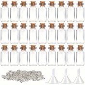 Resim 128 Adet Mini Cam Şişe Seti, 25 Adet 2mL Büyü Jars ile Kork Kapak, Yuvarlak Cam Viallar ile 100 Adet Göz Vidası & 3 Adet Huniler, Klasik Stil, Elle Yıkama Sadece, Sanat Zanaatları, Düğün Partisi Favors, Ev Dekoru için 