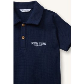 Resim DeFacto Regular Fit Nakışlı Jakarlı Kısa Kollu Polo Tişört Erkek Bebek H3744A526SM 