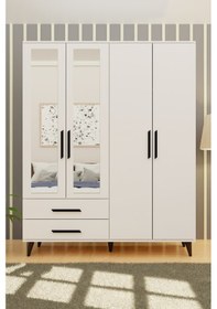 Resim Gm 070-b Novado Siyah Kulplu Ayaklı Aynalı Gardırop 