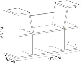 Resim Livora Minderli Kitaplık - Oturma Alanlı 103 cm Minimalist Tasarım, Ceviz 