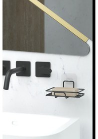 Resim Yapışkanlı 2 Li Set Sabunluk Banyo Mutfak Lavabo Metal Katı Sabunluk Siyah Siyah 