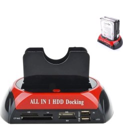 Resim Wozlo USB 2.0 2.5 / 3.5'' Inç Harddisk Ide Sata Docking Stand Kart Okuyucu HDD Klonlama 