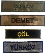 Resim Nakışla Yazılmış Askeri Isimlik (2 Adet) Siyah 